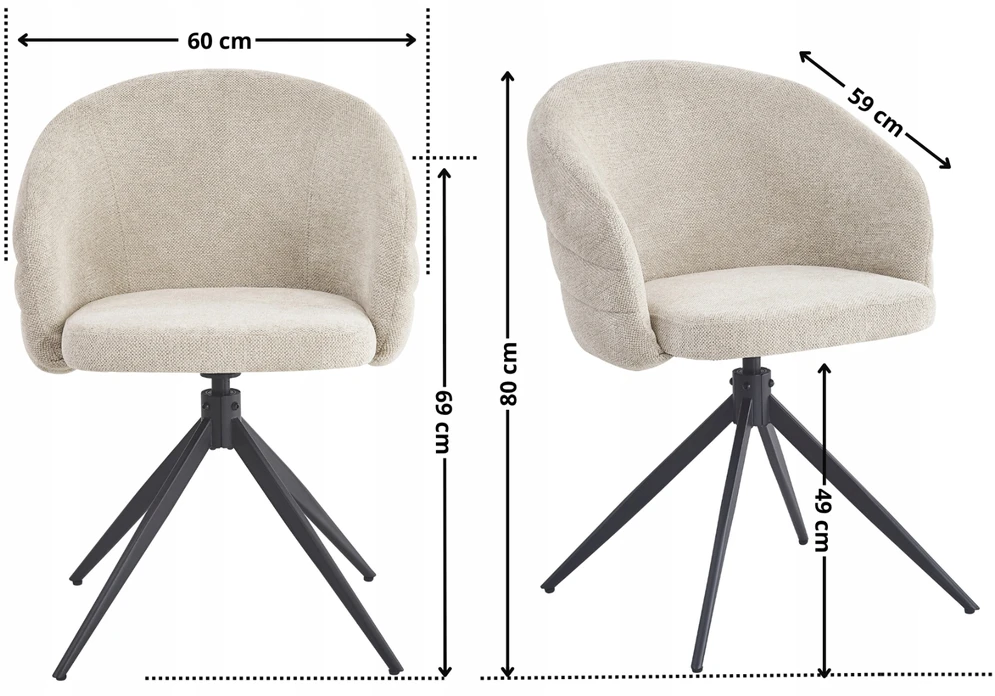 Exito Design Smėlio spalvos minkšta pasukama kėdė svetainei, valgomajam, virtuvei ir NUBI rašomajam stalui