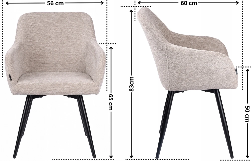 Exito Design Smėlio spalvos minkšta pasukama kėdė svetainei, valgomajam, virtuvei ir ESMO rašomajam stalui