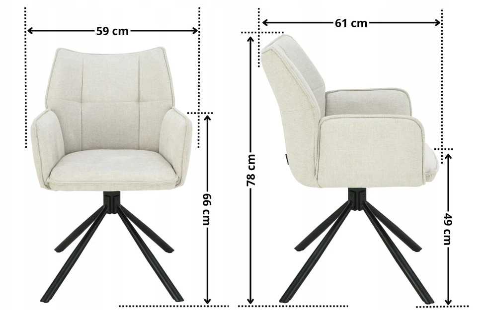 Exito Design Smėlio spalvos minkšta pasukama kėdė svetainei, valgomajam, virtuvei ir EDEN rašomajam stalui