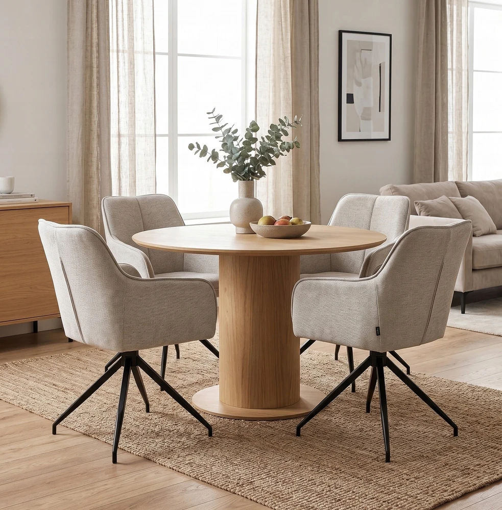 Exito Design Smėlio spalvos minkšta pasukama kėdė svetainei, valgomajam, virtuvei, ASTER rašomiesiems stalams