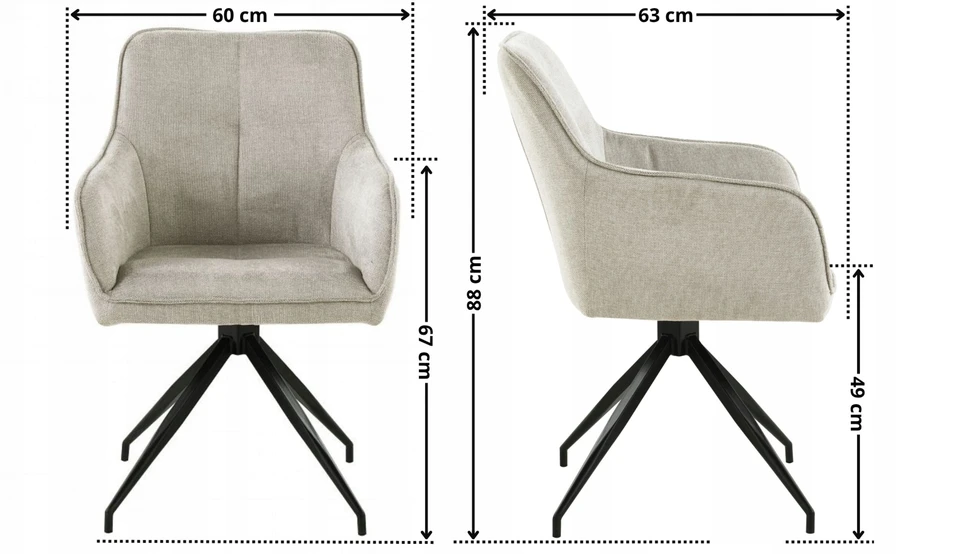 Exito Design Smėlio spalvos minkšta pasukama kėdė svetainei, valgomajam, virtuvei, ASTER rašomiesiems stalams