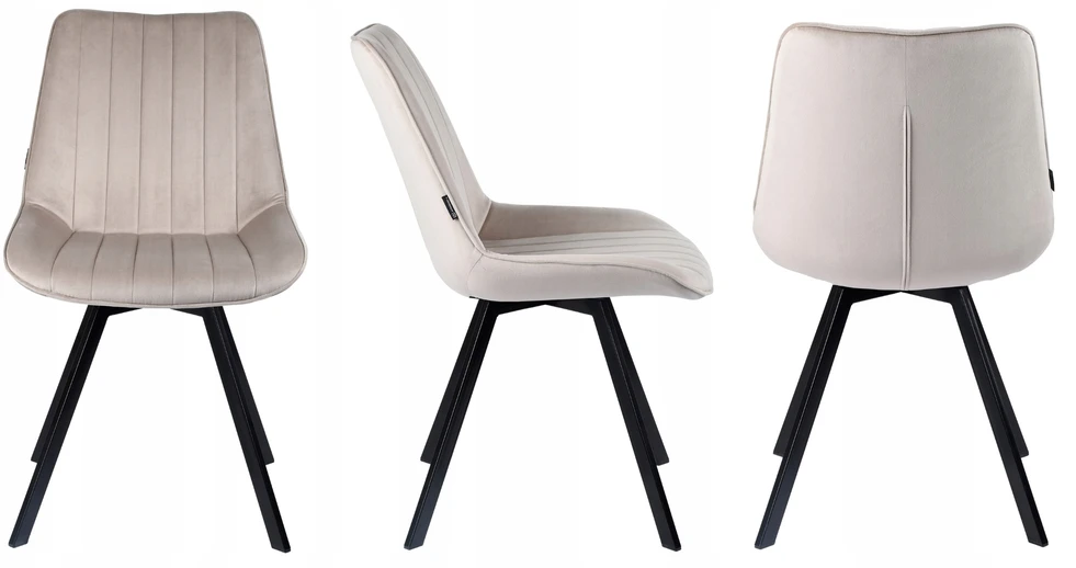 Exito Design Smėlio spalvos minkštas aksominis pasukamas krėslas svetainei ir valgomajam - LAPO 2