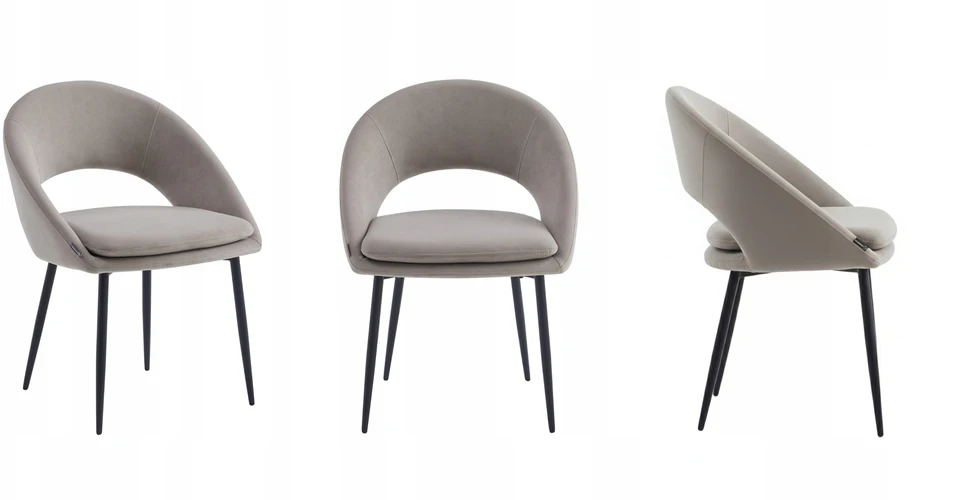 Exito Design Smėlio spalvos minkštas aksominis krėslas svetainei, tualetiniam stalui, valgomajam - NILO
