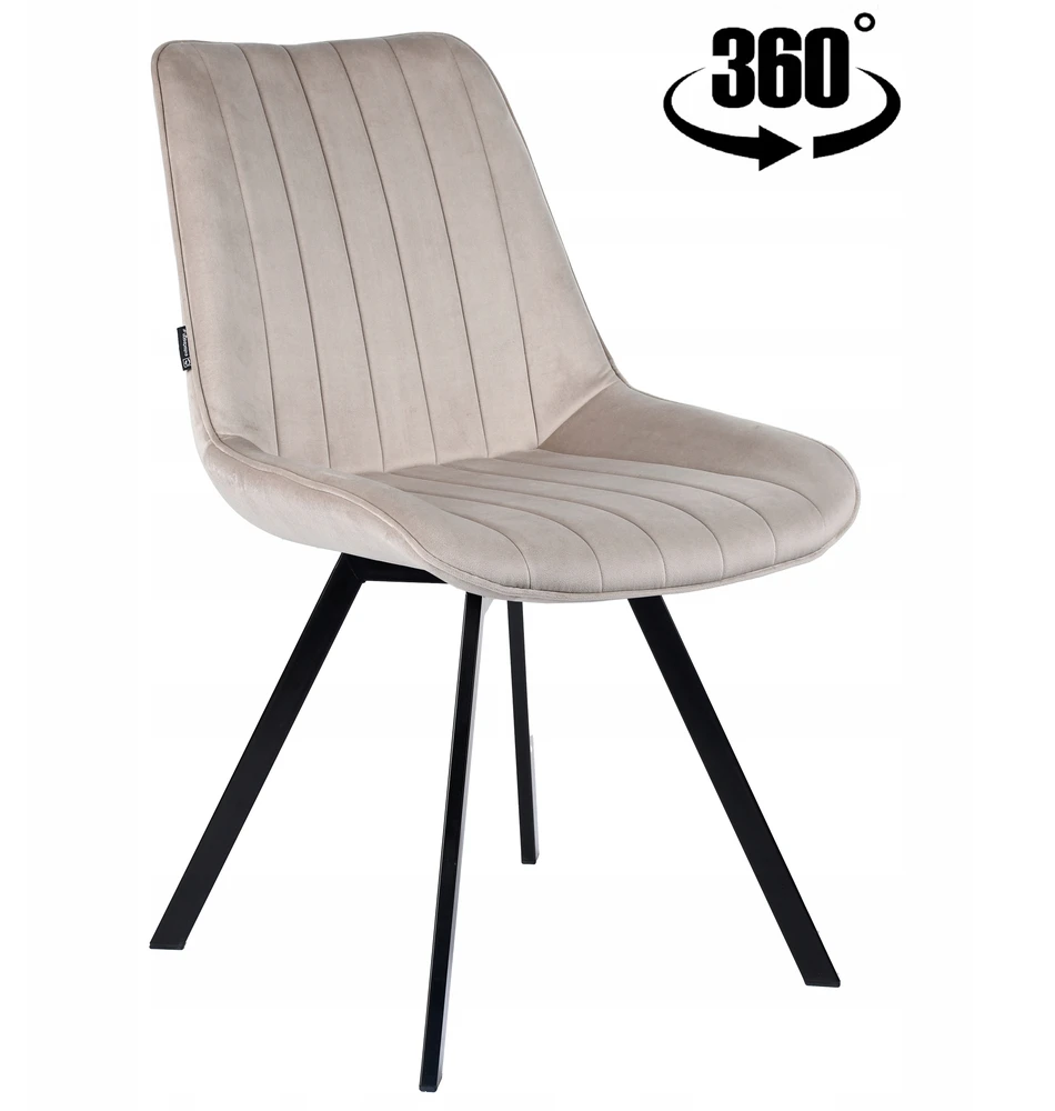 Exito Design Smėlio spalvos minkštas aksominis pasukamas krėslas svetainei ir valgomajam - LAPO 2