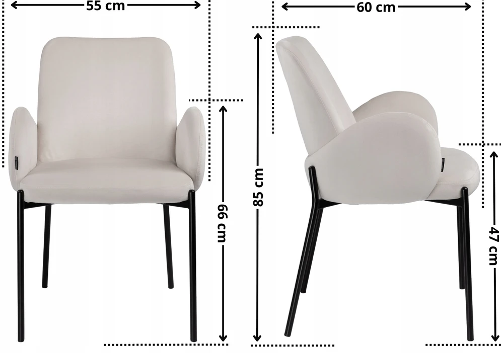 Exito Design Smėlio spalvos minkštas aksominis krėslas svetainei, valgomajam ir virtuvei - GUSTO