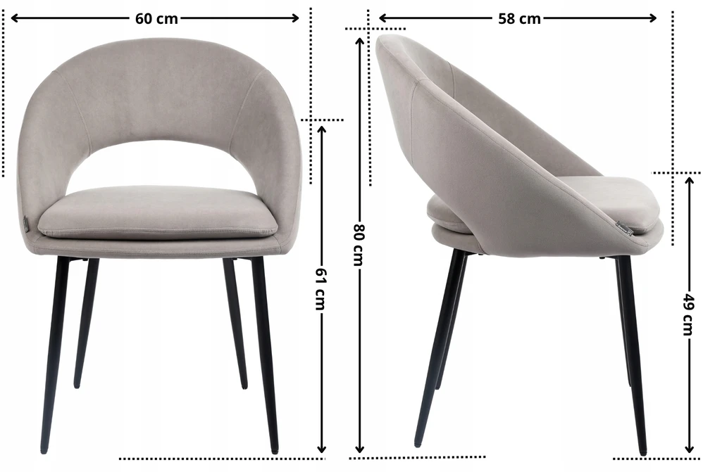 Exito Design Smėlio spalvos minkštas aksominis krėslas svetainei, tualetiniam stalui, valgomajam - NILO