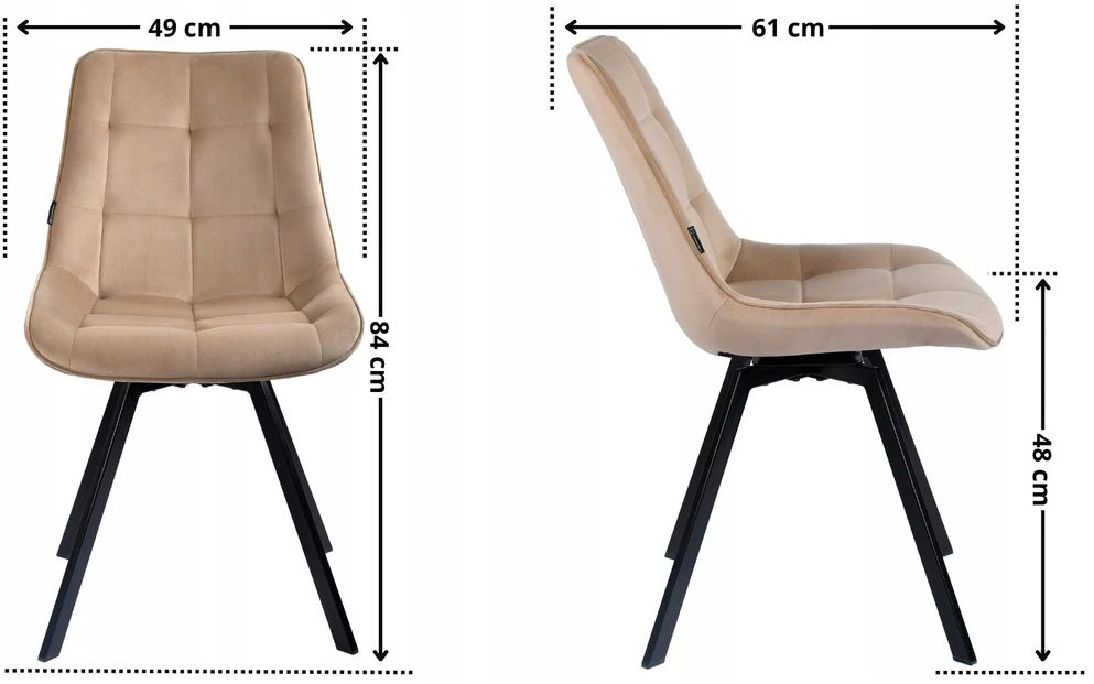 Exito Design Veliūrinė sukama kėdė Lapo, smėlio spalvos, 360°