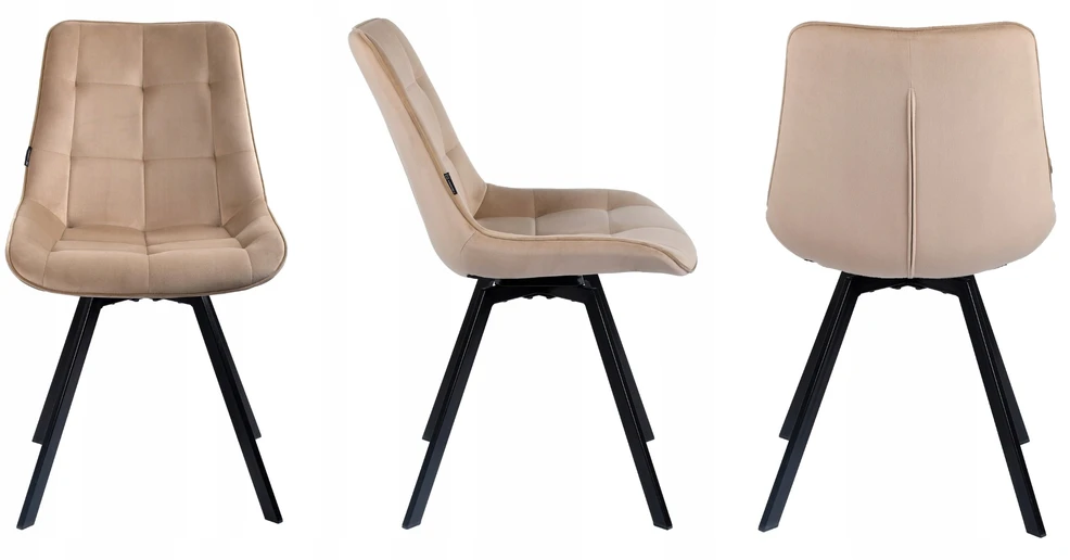 Exito Design Veliūrinė sukama kėdė Lapo, smėlio spalvos, 360°