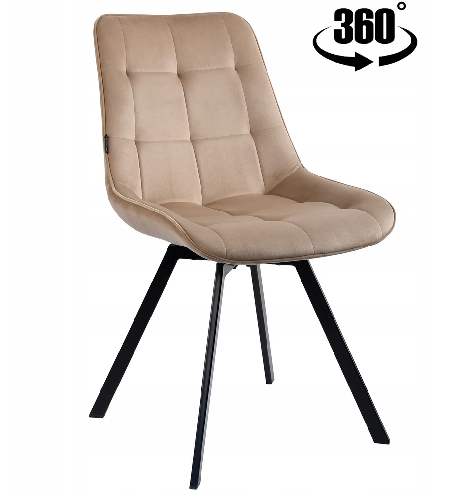 Exito Design Veliūrinė sukama kėdė Lapo, smėlio spalvos, 360°
