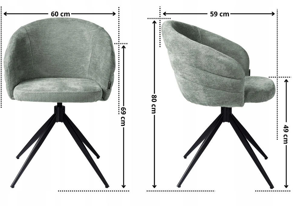 Exito Design Žalia minkšta pasukama kėdė svetainei, valgomajam, virtuvei, NUBI rašomasis stalas