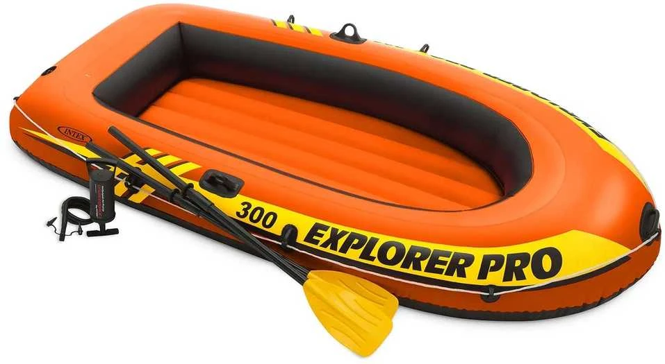 Oars Intex Explorer Pro 300 komplektas pripučiama valtis su irklais ir siurbliu Raudona/Geltona