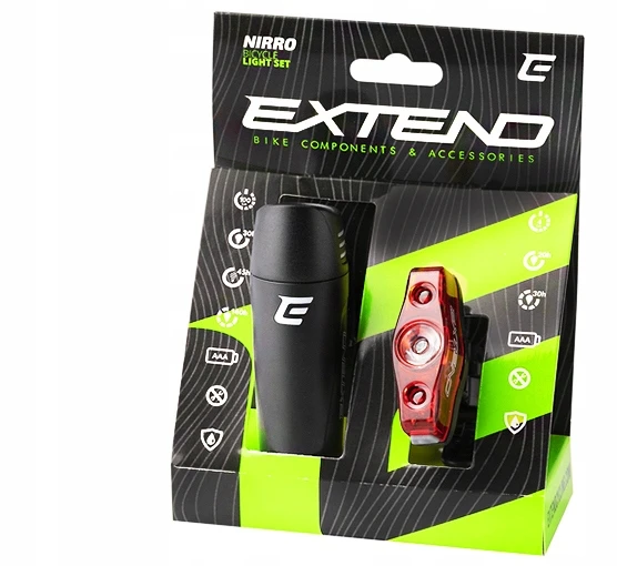 Extend DVIRAČIO ŽIBINTŲ RINKINYS PRIEKINIS + GALIS LED DVIRAČIO 100 LM + 4 LM BATERIJA VEIKIA