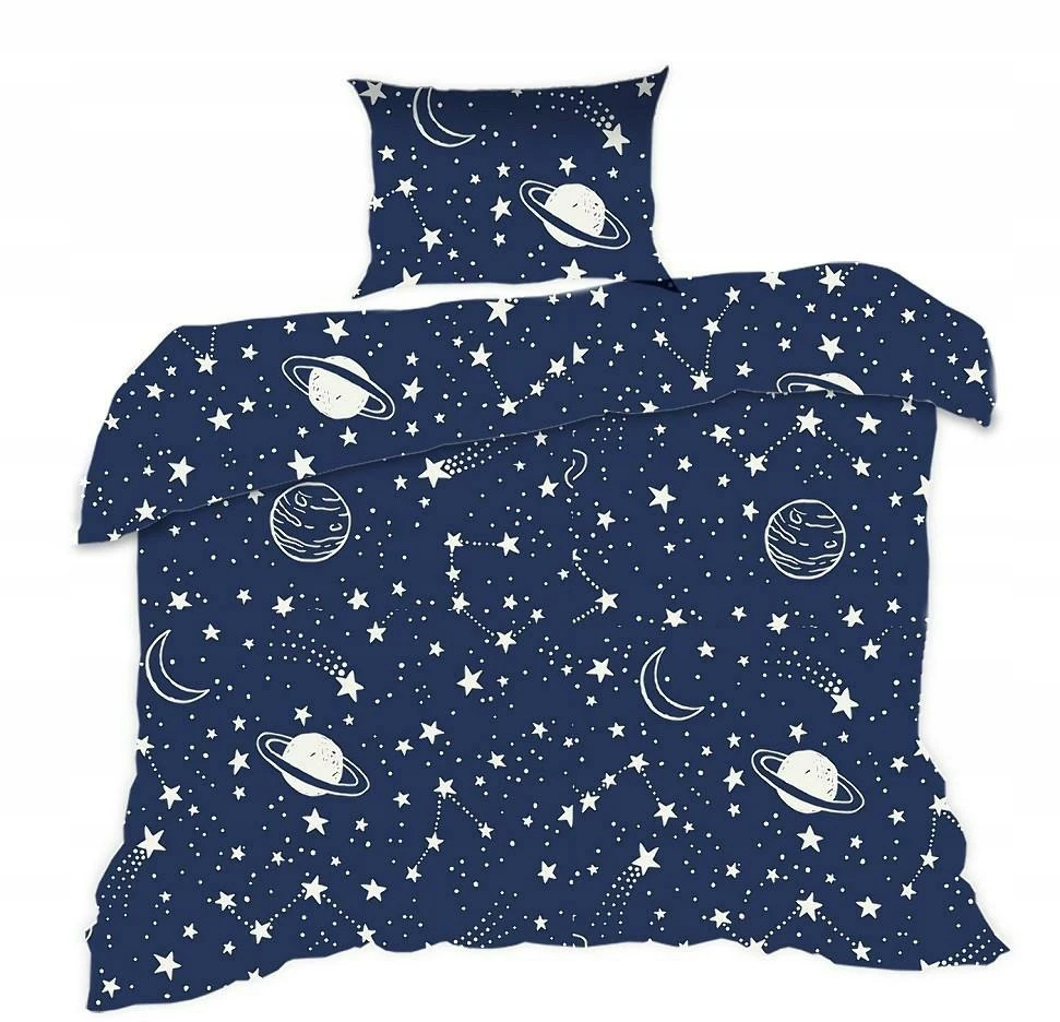 Extrapościel Patalynė bawełniana 100x135 7K gwiazdozbiór tamsiai mėlyna planety Kids 24 su poszewką 40x60