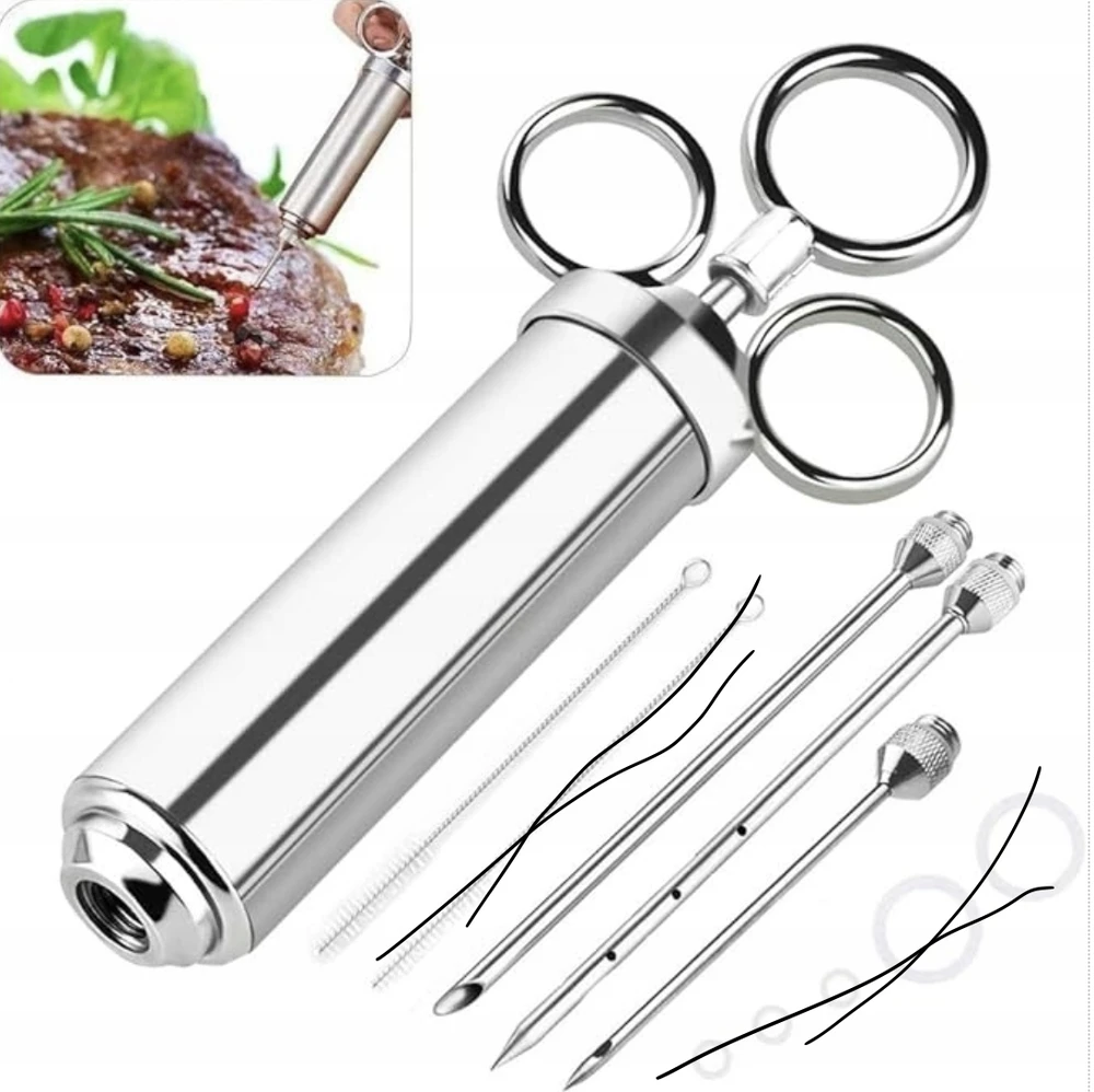 EXTSUD BBQ kepimo švirkštas 60 ml su 3 adatomis, nerūdijantis plienas 3/94