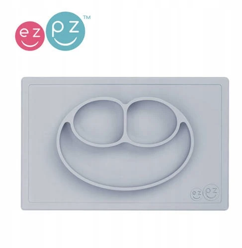 EZPZ silikoninė plokštelė su padu 2in1 Happy Mat, pastelinė pilka