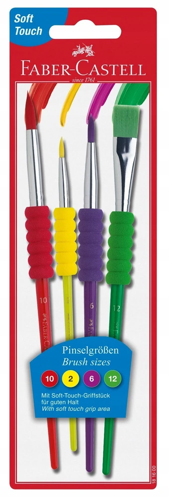 Teptukų rinkinys Faber-Castell soft touch, 4vnt/pak, nr.2,6,10,12
