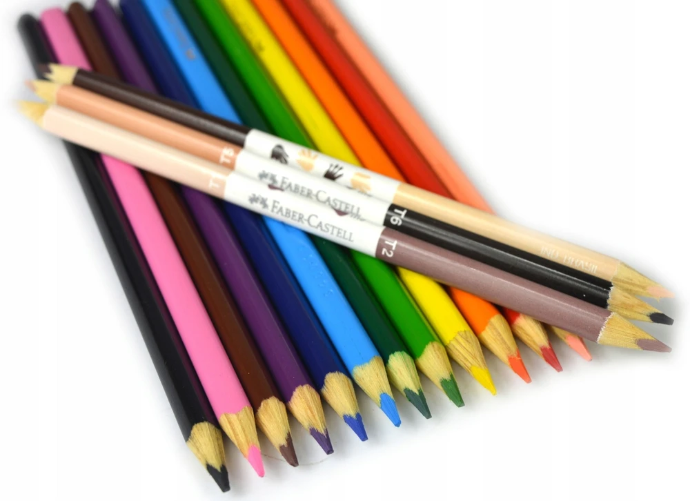 Faber-castell 15 spalvų trikampės mokyklinės kreidelės (su odos atspalviais)