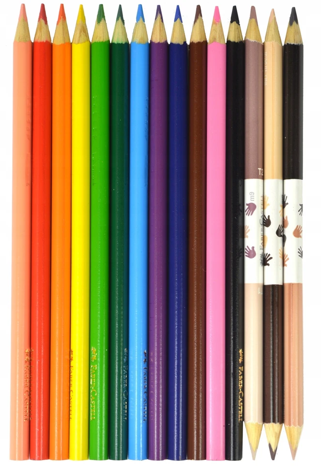 Faber-castell 15 spalvų trikampės mokyklinės kreidelės (su odos atspalviais)