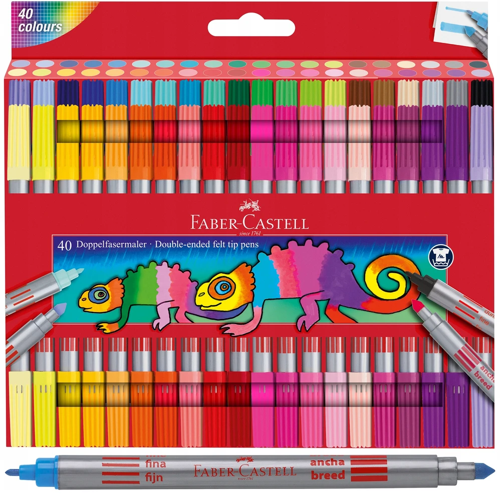 Dvipusiai flomasteriai Faber-Castell, 40 spalvų