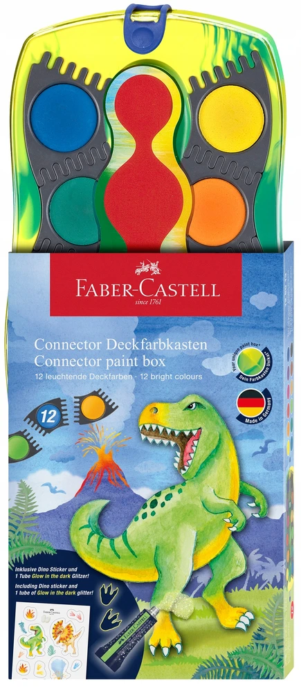 Akvarelė Faber-Castell Connector Dinosaurus,12 spalvų
