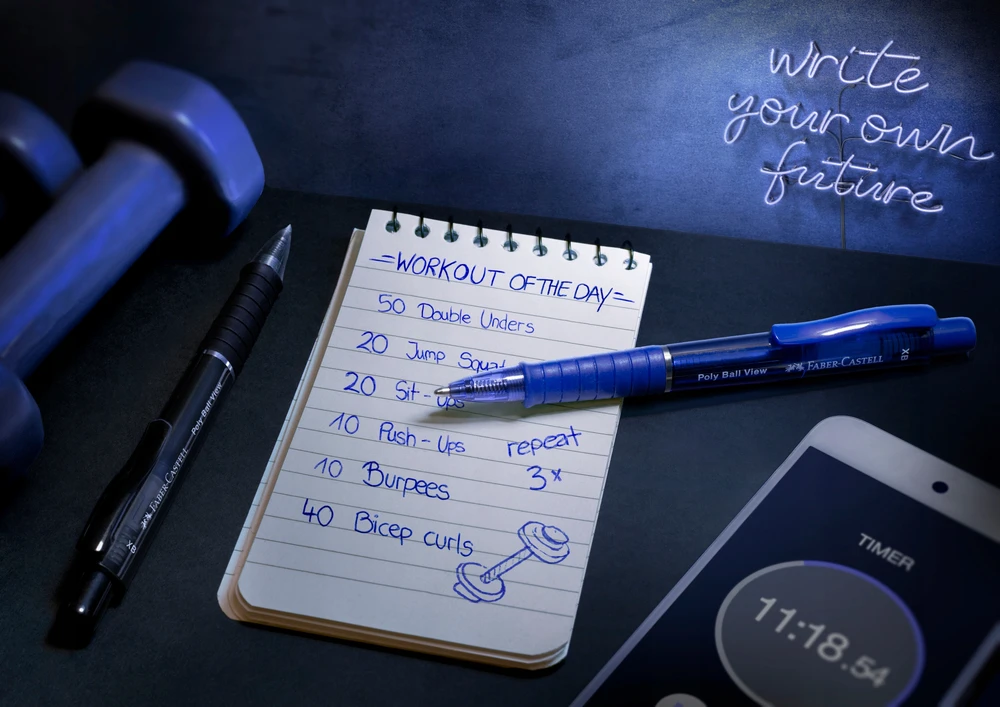 Automatinis tušinukas Faber-Castell PolyBall View, mėlynos spalvos