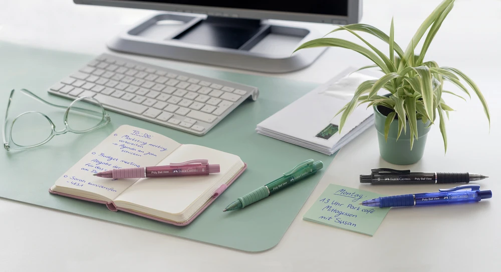 Automatinis tušinukas Faber-Castell PolyBall View, mėlynos spalvos