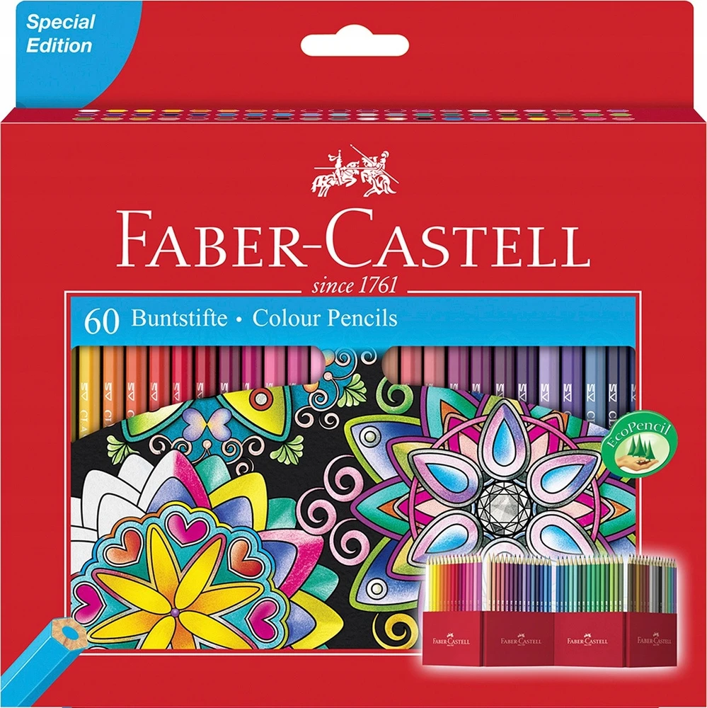 Spalvoti pieštukai Faber-Castell Castle, 60 spalvų