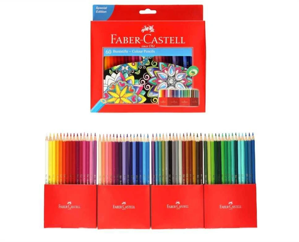 Spalvoti pieštukai Faber-Castell Castle, 60 spalvų