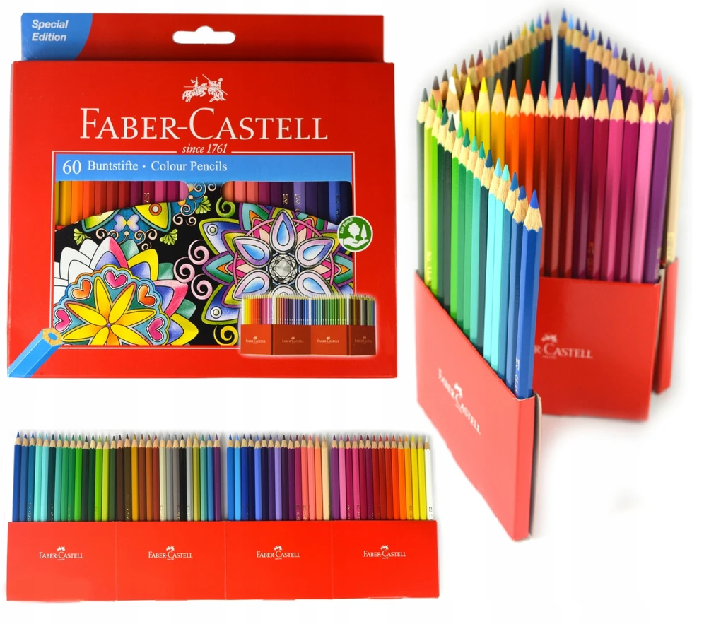 Spalvoti pieštukai Faber-Castell Castle, 60 spalvų