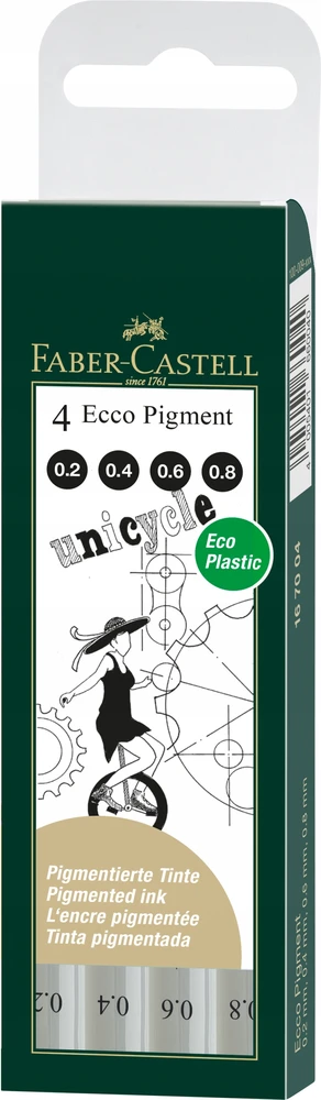 Faber-castell Ecco Pigment 4 vnt. juodi tušinukai