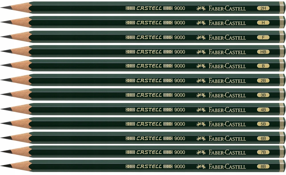 Pieštukai eskizavimui Faber-Castell 9000 Art Set, 8B-2H, 12vnt.