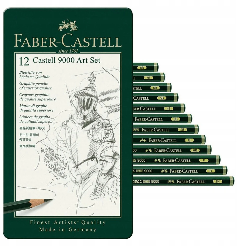 Pieštukai eskizavimui Faber-Castell 9000 Art Set, 8B-2H, 12vnt.