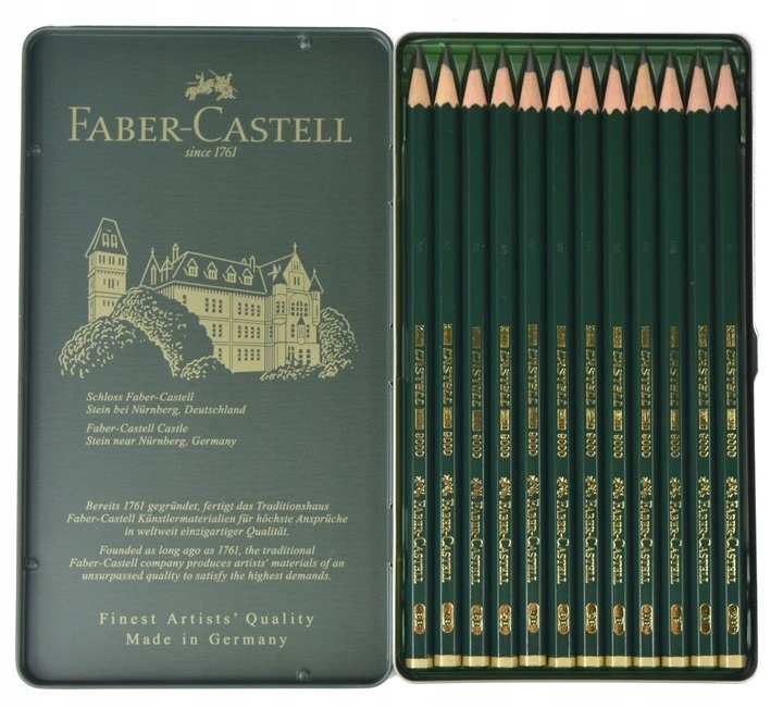 Pieštukai eskizavimui Faber-Castell 9000 Art Set, 8B-2H, 12vnt.