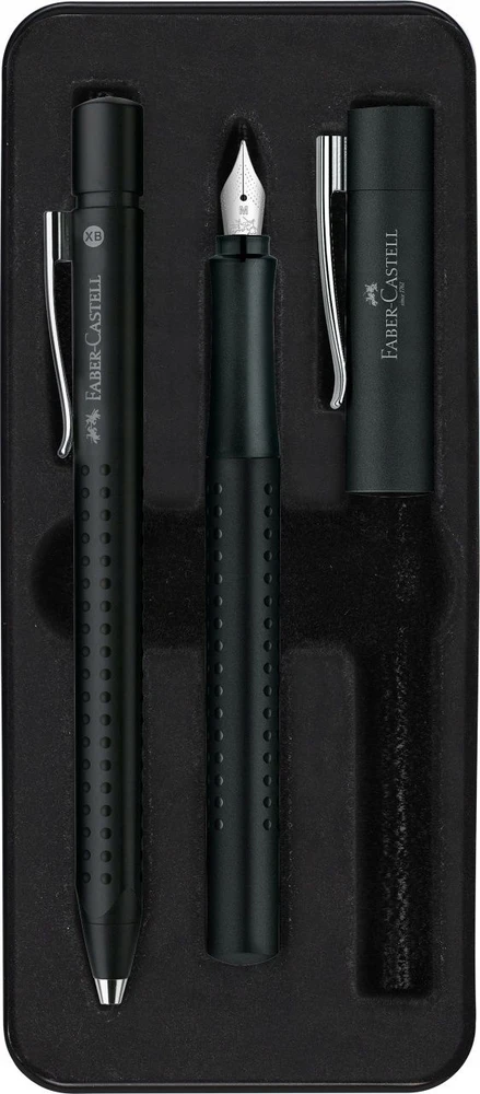 Faber-castell Grip 2011: Rašiklis ir Fontanas, Juodas Rinkinys