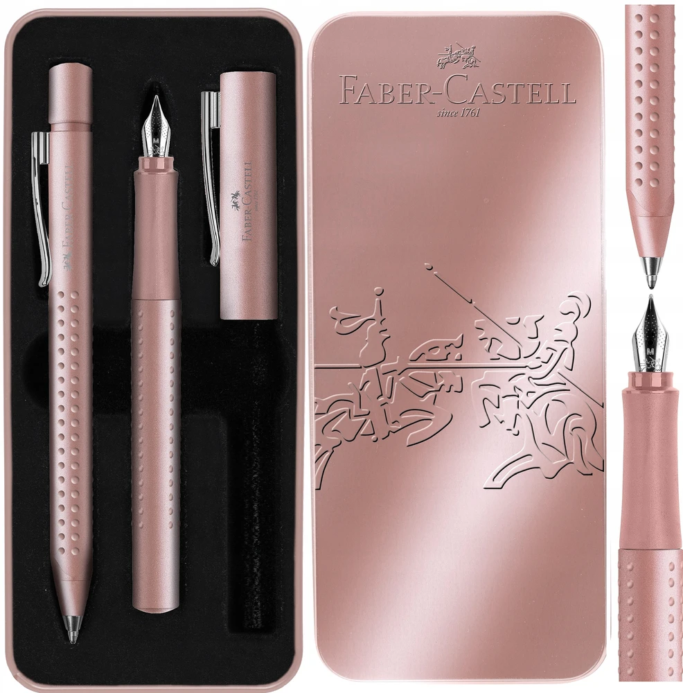 Faber-castell Grip rašiklio ir tušinuko rinkinys metalinėje dėžutėje