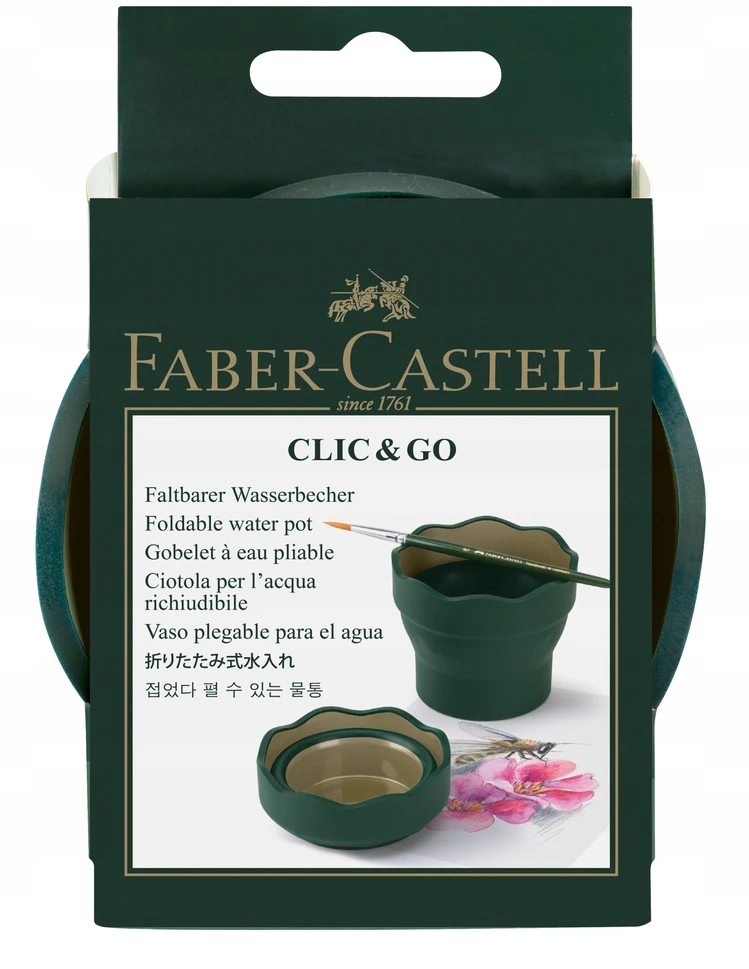 Indelis teptukams skalauti Faber-Castell Click and Go Art Graphic, tamsiai žalios spalvos
