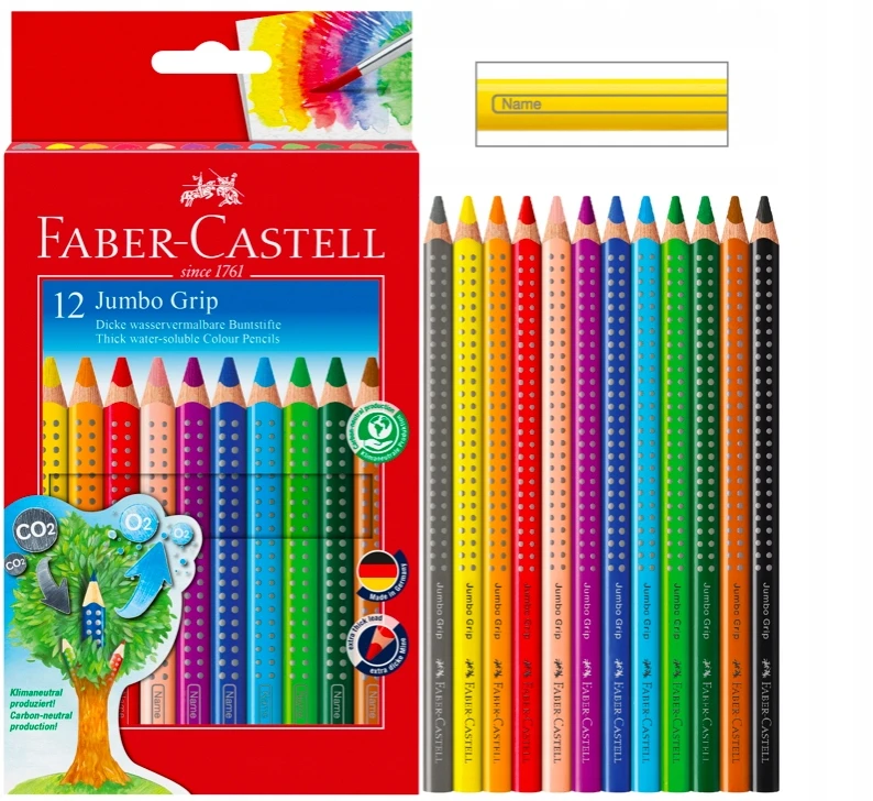 Faber-castell Jumbo storio kreidelės, 12 spalvų