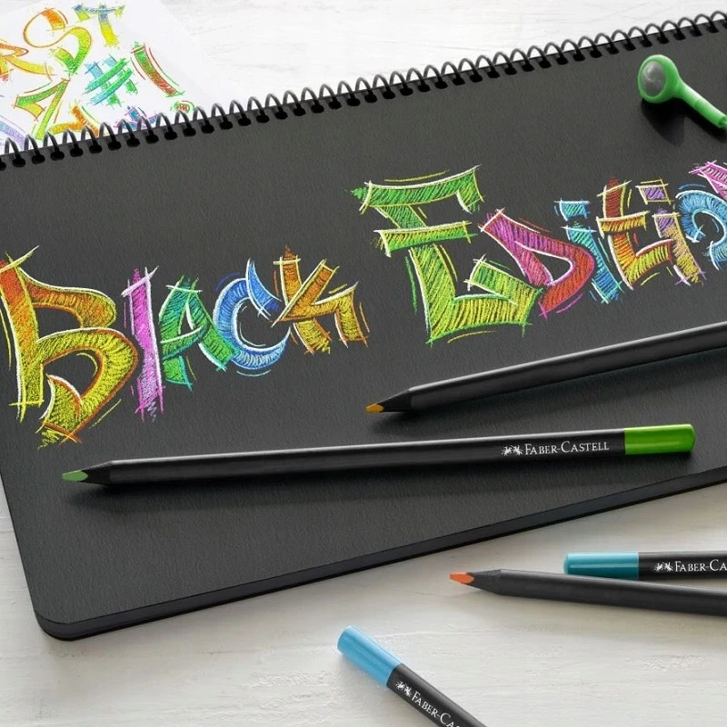 Spalvoti pieštukai Faber-Castell Juodas Edition, 36 pastelinių spalvų, metalinėje dėžutėje