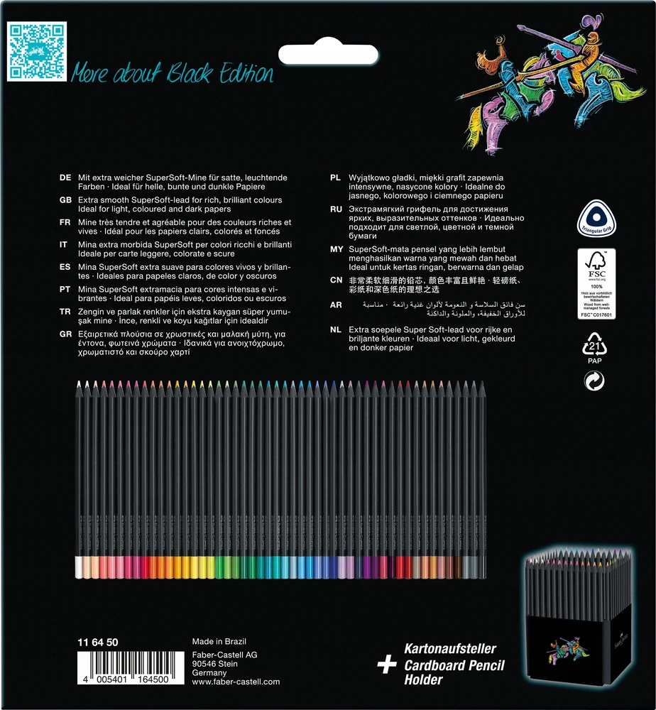 Faber-castell Juodas Edition spalvoti pieštukai, 50 vnt.