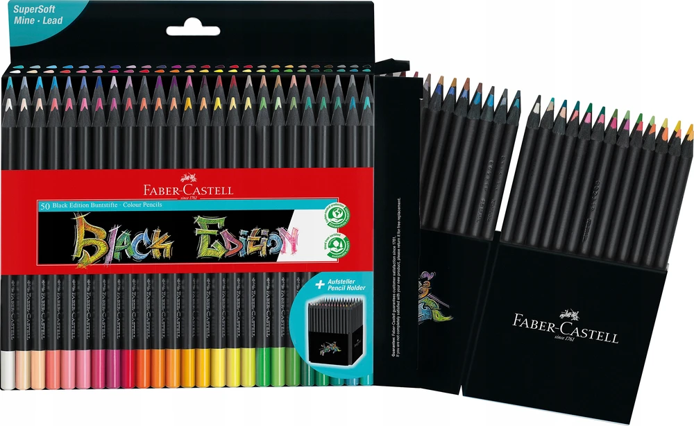 Faber-castell Juodas Edition spalvoti pieštukai, 50 vnt.