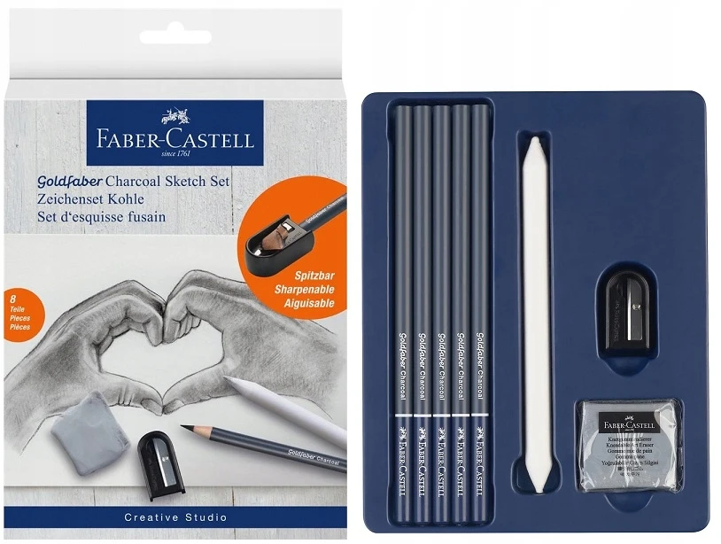 Faber-Castell Kūrybinis piešimo rinkinys vaikams: 8 vnt. su anglies pieštukais
