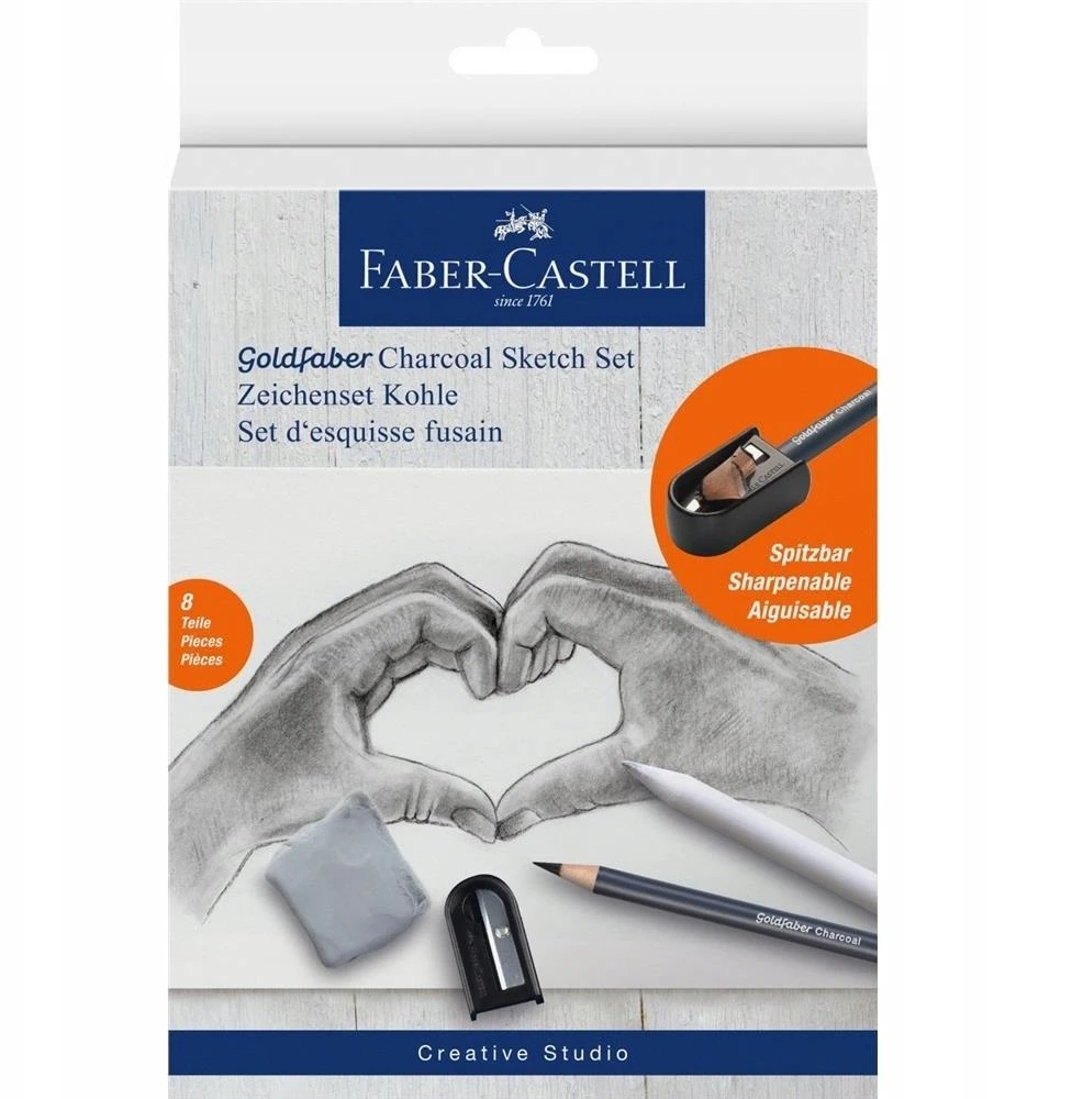 Faber-Castell Kūrybinis piešimo rinkinys vaikams: 8 vnt. su anglies pieštukais