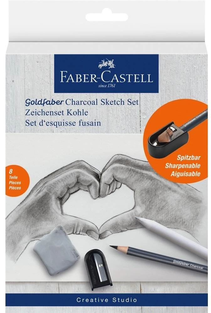 Faber-Castell Kūrybinis piešimo rinkinys vaikams: 8 vnt. su anglies pieštukais