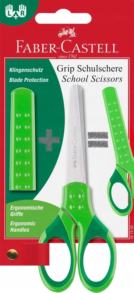 FABER CASTELL Mokyklinės žirklės Grip, žalios