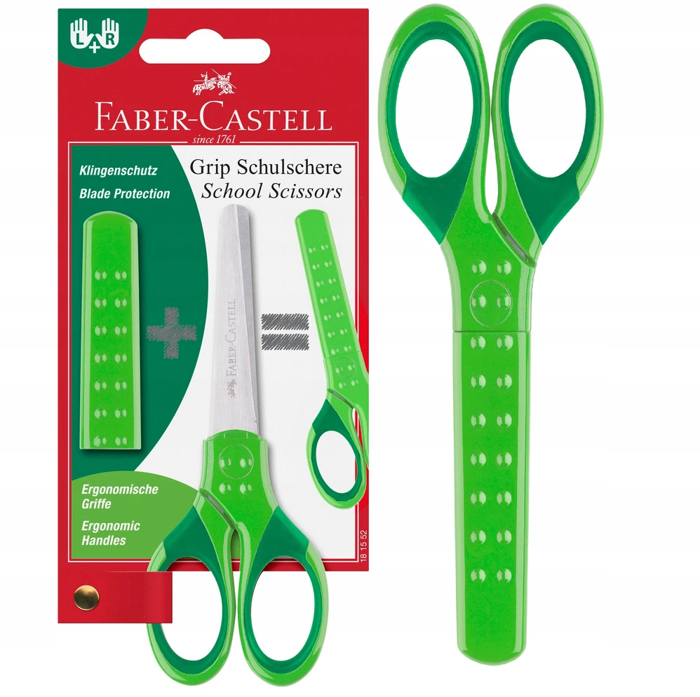 FABER CASTELL Mokyklinės žirklės Grip, žalios