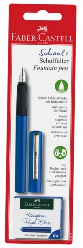 Plunksnakotis Faber-Castell School+, mėlynos spalvos korpusas, blisteryje