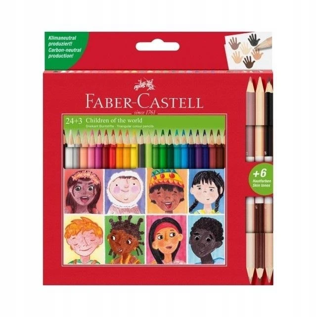 Faber-castell pieštukai 24+3 vnt. vaikų odos atspalvių