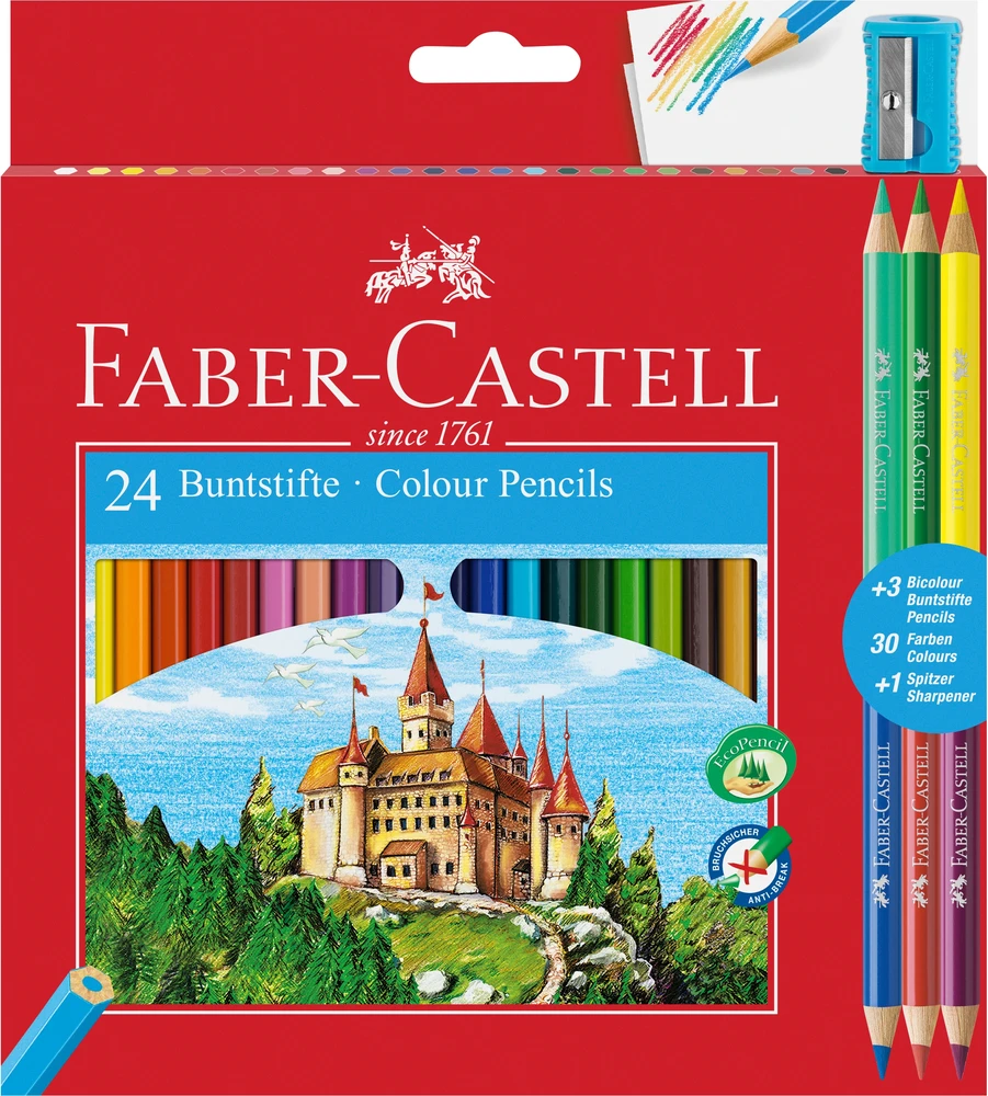 Faber-castell "pilies" pieštukinės kreidelės, 24 spalvos
