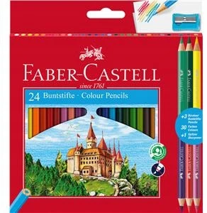 Faber-castell "pilies" pieštukinės kreidelės, 24 spalvos