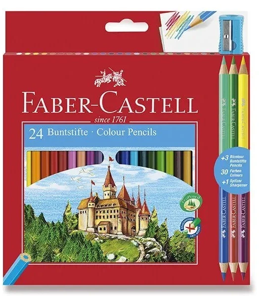 Faber-castell "pilies" pieštukinės kreidelės, 24 spalvos